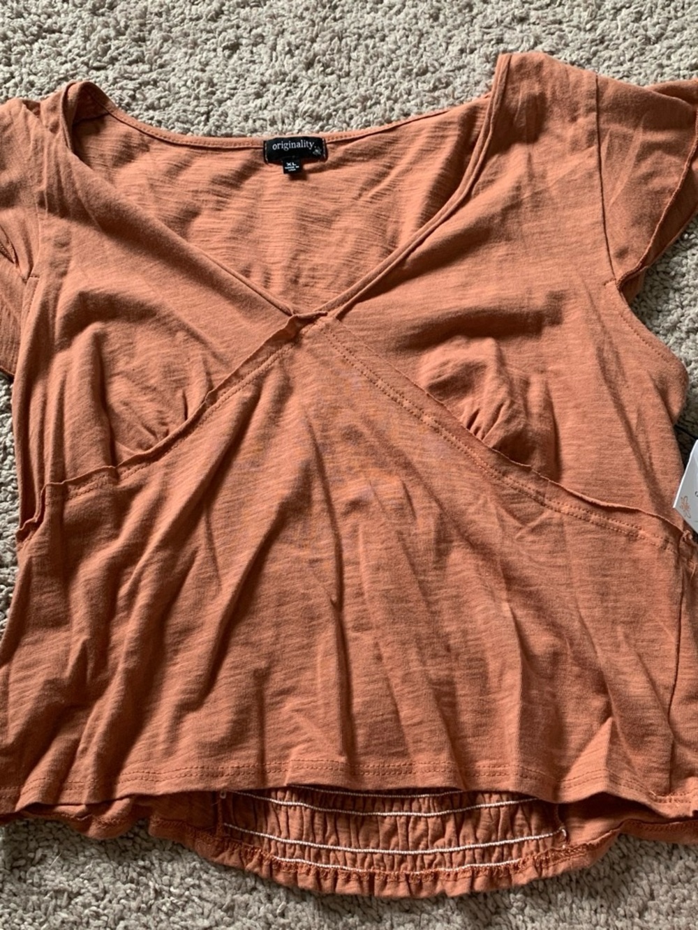 Originality Cropped Wrap Front Top in Rust